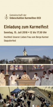 Einladung Karmelfest Siegburg 2018
